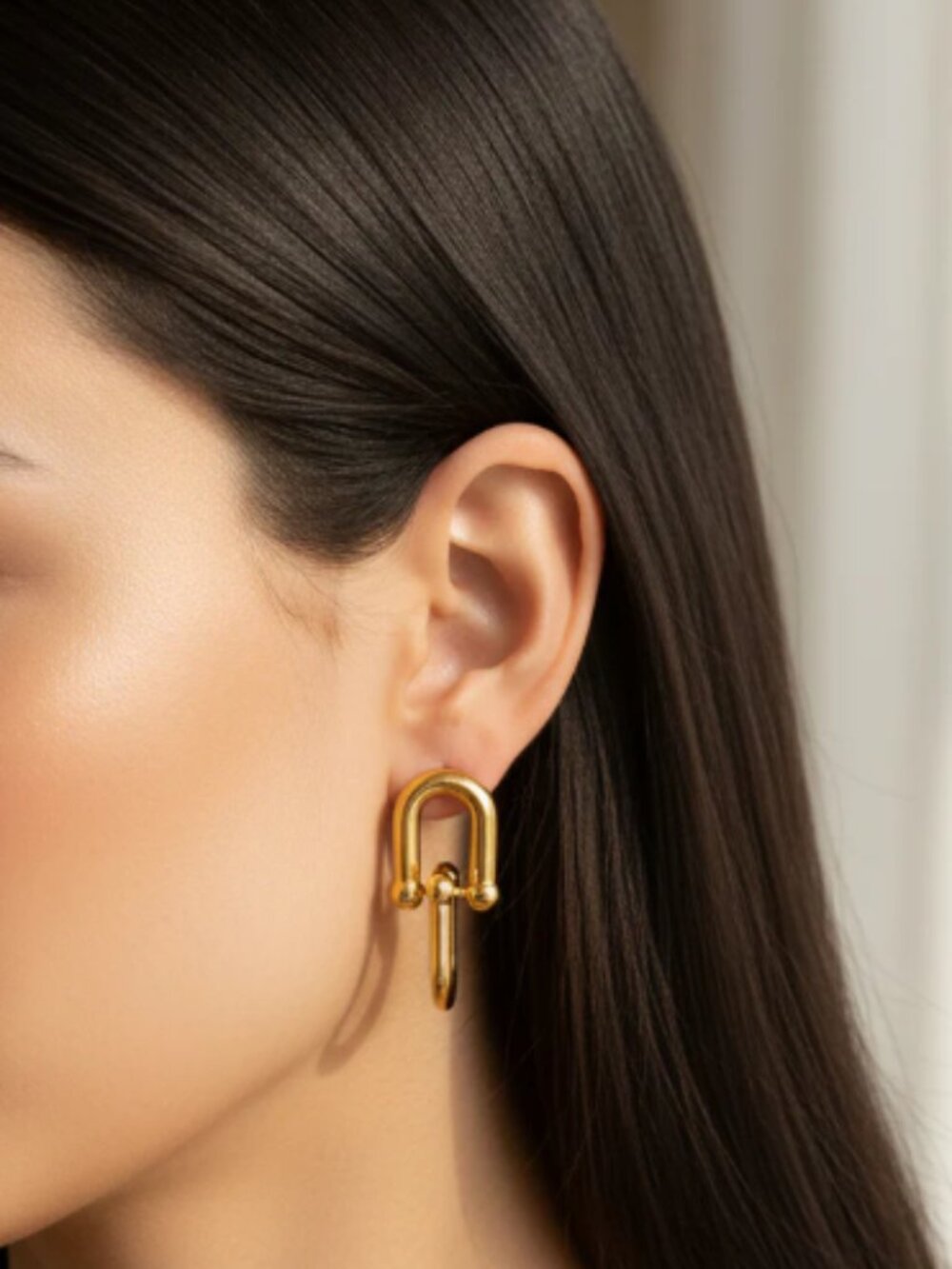 Titanium Steel Gold Plated Drop Earrings